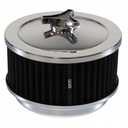 Chrome Air Cleaner 6-3/8" Wide x 3" Tall Suit Holley Carb Black Washable Element