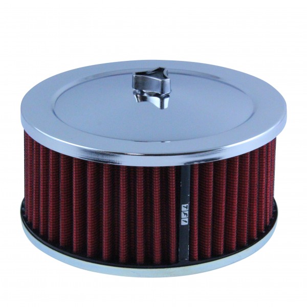 Chrome Air Cleaner 6-3/8" Wide x 3" Tall Suit 2-5/8" Carb Red Washable Element