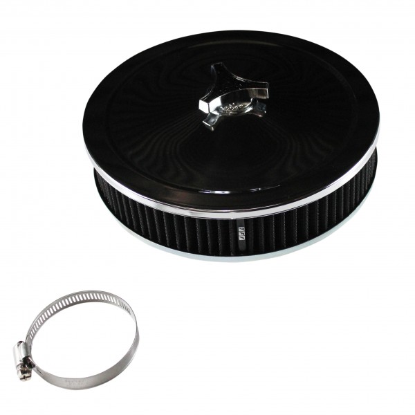 Chrome Air Cleaner 9" Wide x 2" Tall Weber 32/36 Dgv Dgav Carb Black Element