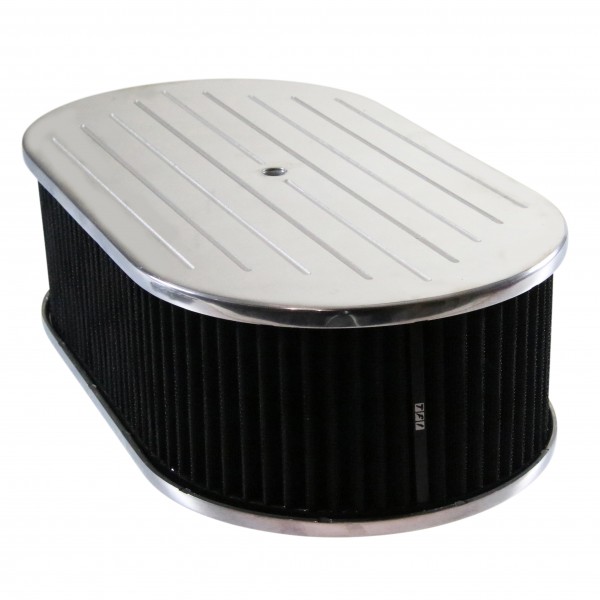 Oval Ball Milled Air Cleaner 15" x 4" Holley Edelbrock Quadrajet Black Filter