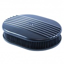 Oval Black Half Finned Air Cleaner 12" x 2" Holley Edelbrock Quadrajet Carter