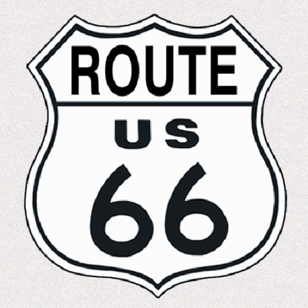 Route 66 Shield Cut to Shape Embossed Metal Sign Reproduction 28cm x 28cm