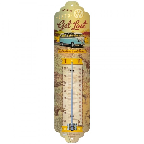 Thermometer VW Bulli/Kombi C°+F° Get Lost  6.5cm x 28cm In Hang Sell