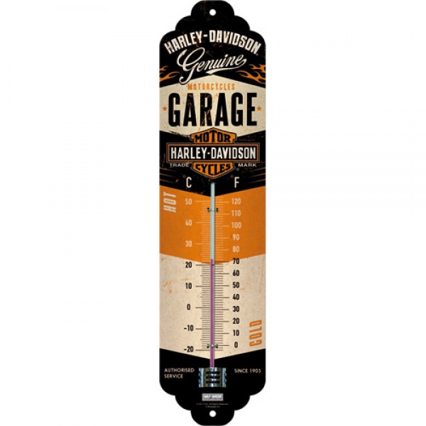 Thermometer Harley Davidson Garage C°+F° 6.5cm x 28cm In Hang Sell
