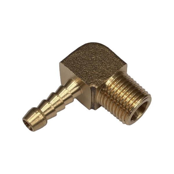 Brass Male Elbow Tail Fitting 1/4" (6.3mm) Hose Tube End to 1/8" (3.2mm) Male NPT Thread