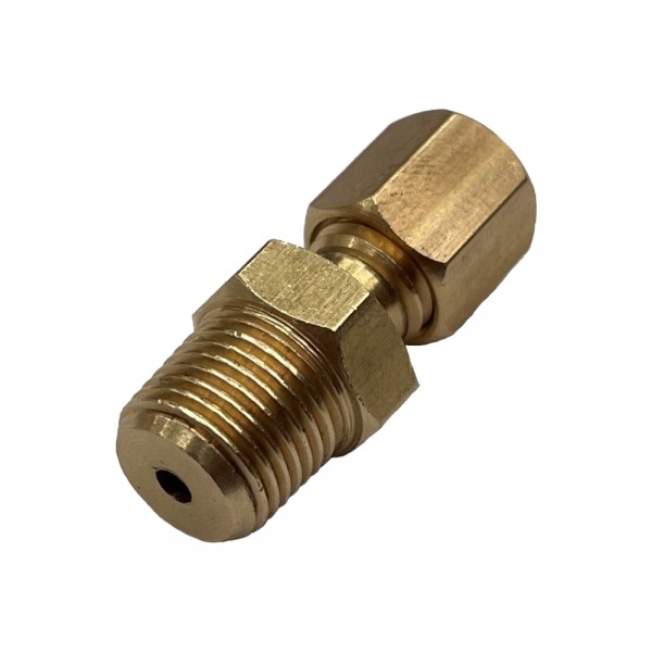 Brass Single Compression Union 1/8" (3.2mm) Hose Tube to 1/8" (3.2mm) Male BSP Thread