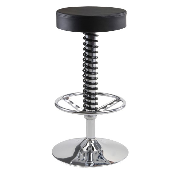 PitStop Furniture. Pit Crew Bar Stool Black Race Suspension Spring + Steer Wheel
