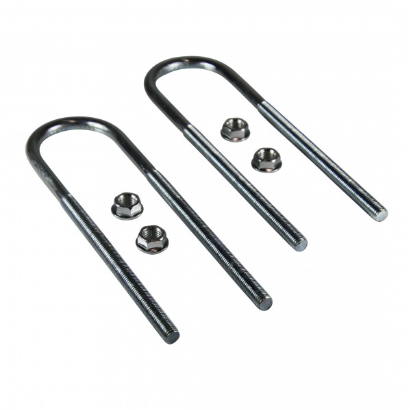 U-Bolts 57mm ID, 12mm thread, 260mm Long with serrated nuts. Set of 2.