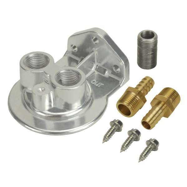 Derale Single Ports Up 3/8" NPT Oil Filter Mount-3/4"-16 Filter Threads