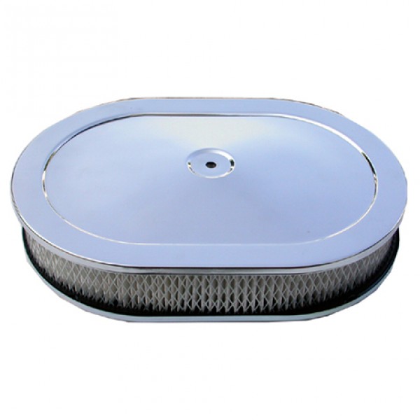 Oval Chrome Steel Air Cleaner 12" x 2" Holley Edelbrock Quadrajet Carter