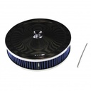 Chrome Air Cleaner 9" Wide x 2" Tall Holley Edelbrock Carburettor Blue Element