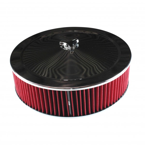 Chrome Air Filter Cleaner 14" x 4" Holley Rochester Recessed Base Red Washable