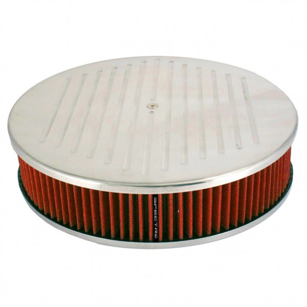 Ball Milled Aluminium Air Cleaner 14" x 3" Holley Edelbrock Red Cotton Filter