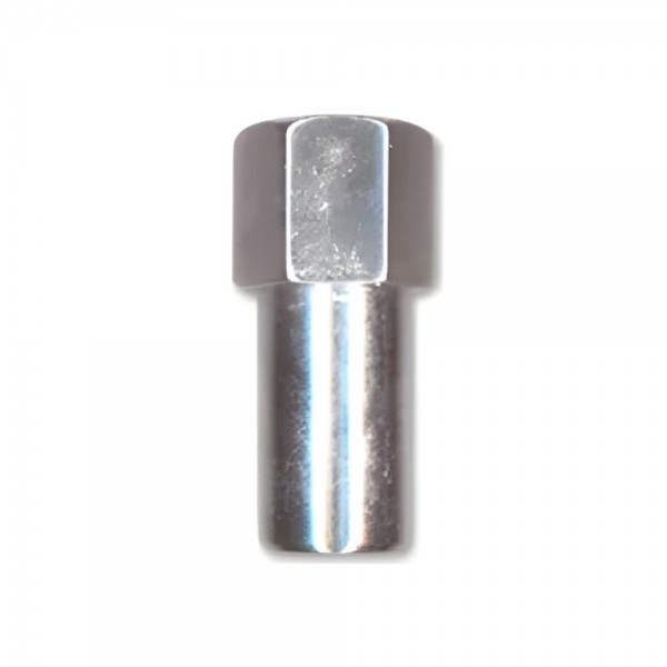 Single Chrome Flat Extra Long Mag Nut (Open Ended) - 1/2" UNF Thread, 21mm Hex