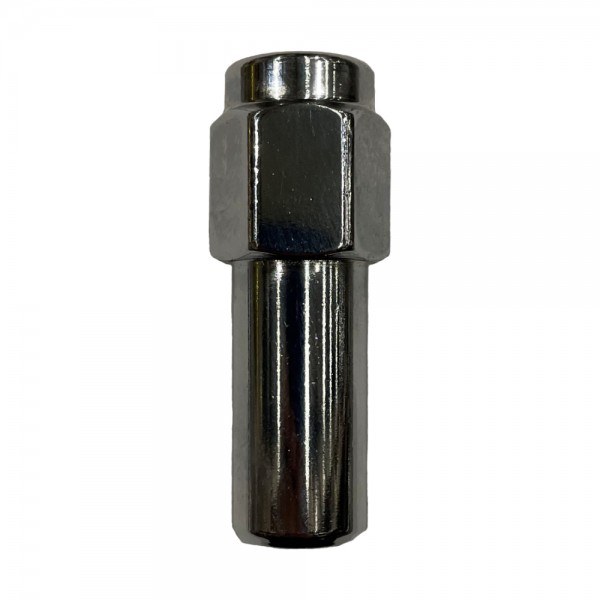 Single Chrome Flat Extra Long Mag Nut (Close End) - 12mm x 1.25 Thread, 21mm Hex