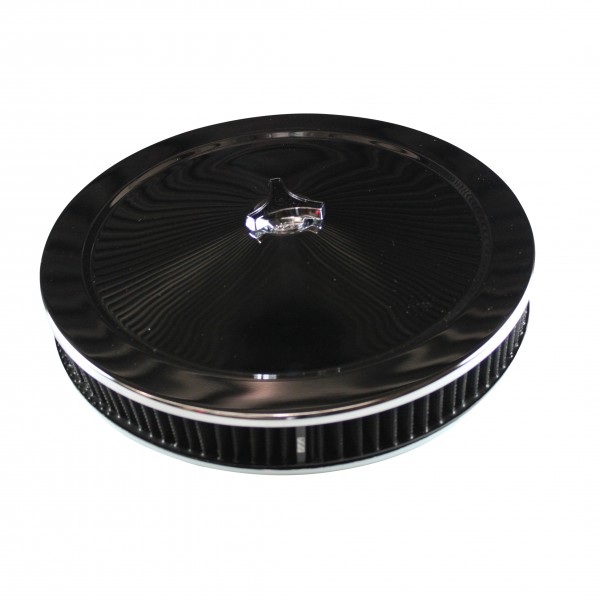 Chrome Air Filter Cleaner 14" x 2" Holley Rochester Recessed Base Black Washable