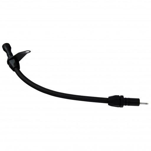 [69-341] Transmission Dipstick Tube GM Turbo 350 Bell Housing Mount Flexible Black Braid