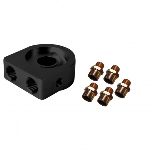 [69-433] Engine Oil Sandwich Plate Adaptor Kit Black with 5 Adaptor Thread Fittings