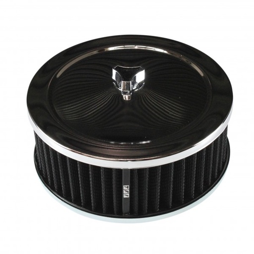 [69-614] Chrome Air Cleaner 6-3/8" Wide x 2-1/2" Tall Suit 2-5/16" Carb Black Washable