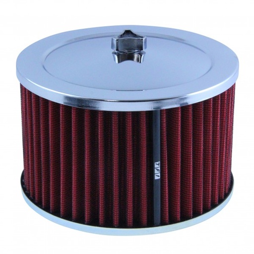 [69-617] Chrome Air Cleaner 6-3/8" Wide x 4" Tall Suit 2-5/16" Carb Red Washable Element