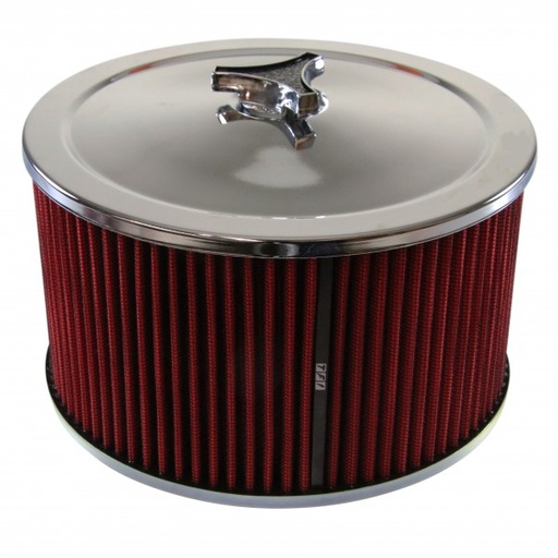 [69-643] Chrome Air Cleaner 9" Wide x 5" Tall Suit 2-5/8" WW Stromberg Carb Red Element
