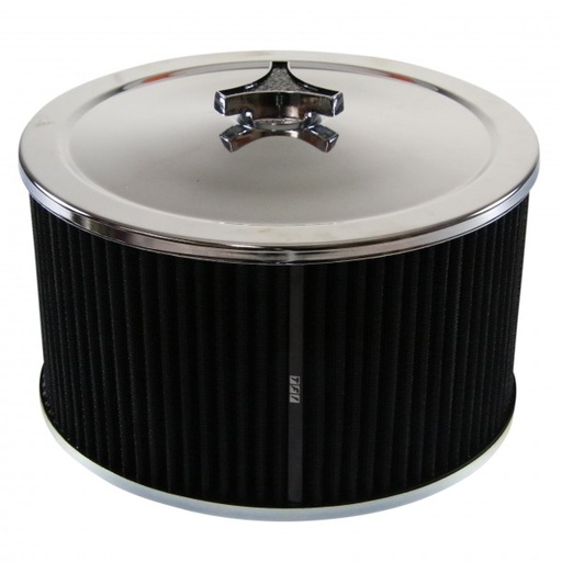 [69-644] Chrome Air Cleaner 9" Wide x 5" Tall Suit 2-5/8" WW Stromberg Carb Black Element