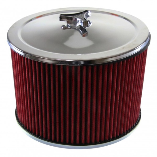 [69-645] Chrome Air Cleaner 9" Wide x 6" Tall Suit 2-5/8" WW Stromberg Carb Red Element