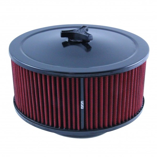 [69-674] Black Air Cleaner 9" Wide x 4" Tall Holley Edelbrock Carburettor Red Element