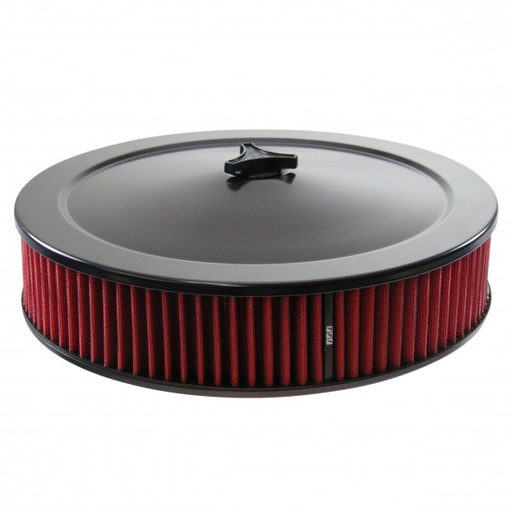 [69-680] Black Air Filter Cleaner 14" x 3" Holley Rochester Recessed Base Red Element