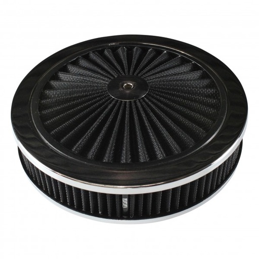 [69-706] Extraflow Black Chrome Air Cleaner Filter 9"x 2" Assy fit Stromberg 2-5/8" Base