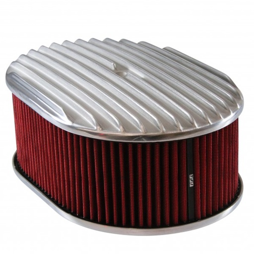 [69-725] Oval Full Finned Air Cleaner 12" x 4" Holley Edelbrock Quadrajet Red Filter