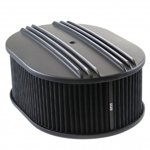 [69-730] Oval Black Dual Centre Finned Air Cleaner 12" x 4" Holley Edelbrock Quadrajet