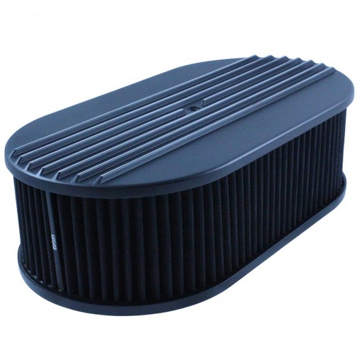 [69-734] Oval Black Half Finned Air Cleaner 15" x 4" Holley Edelbrock Quadrajet Carter