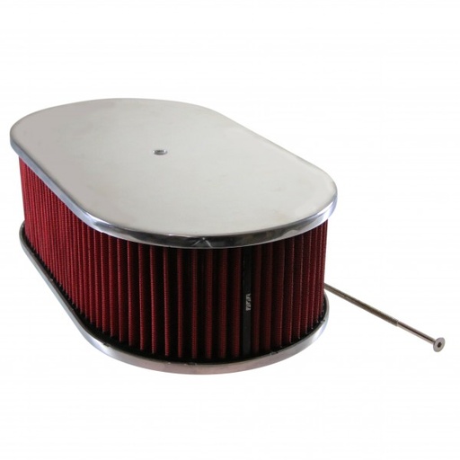 [69-752] Oval Smooth Air Cleaner 15" x 4" Holley Edelbrock Quadrajet Carter Red Filter