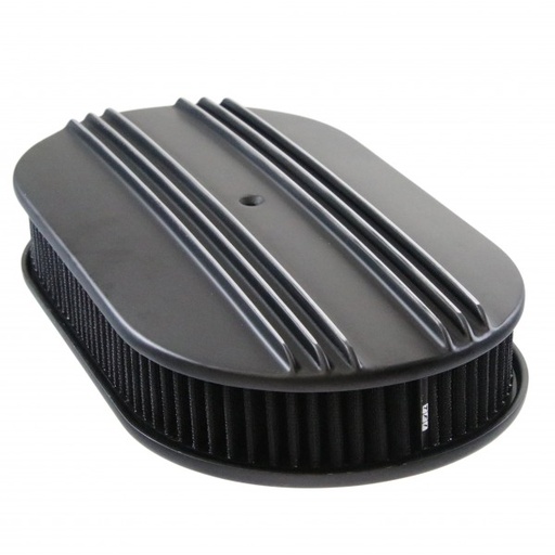 [69-758] Oval Black Dual Centre Finned Air Cleaner 15" x 2" Holley Edelbrock Quadrajet