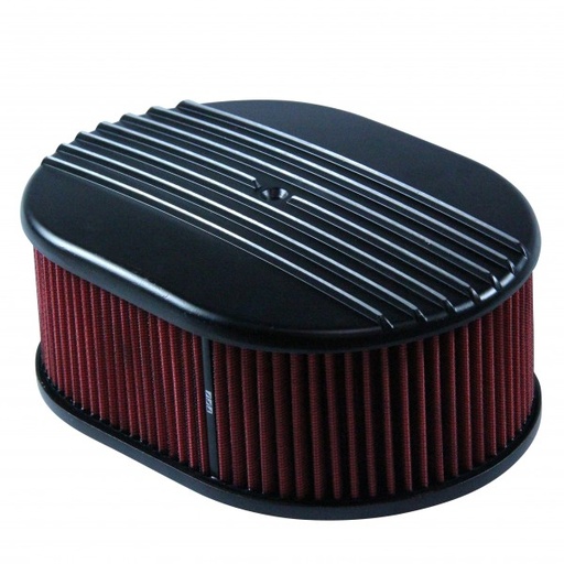 [69-764] Oval Black Half Finned Air Cleaner 12" x 2" Holley Edelbrock Quadrajet Carter