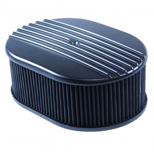 [69-765] Oval Black Half Finned Air Cleaner 12" x 2" Holley Edelbrock Quadrajet Carter