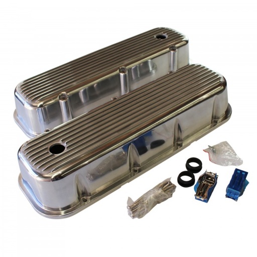 [69-812] Valve Covers Chevrolet V8 Big Block 396-502 Polished Alloy Finned Tall-pr