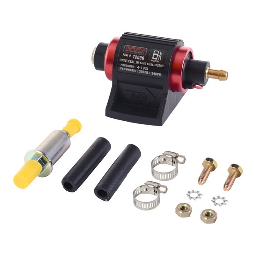 [72000] Derale Performance Universal In Line Fuel Pump (Gasoline) 130LPH 4-7 PSI