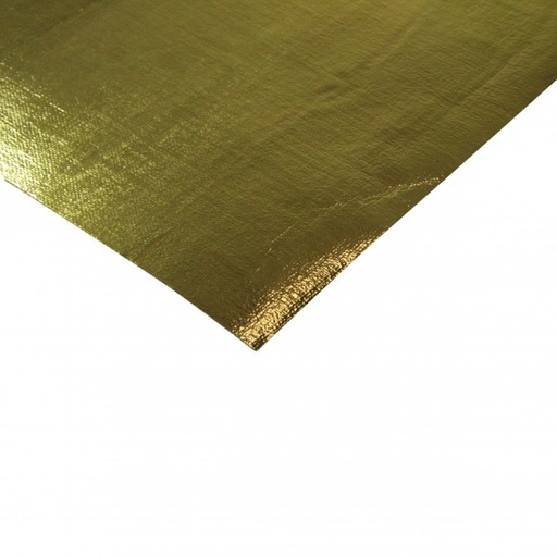 [821101] Heat Shield Gold Mat 315mm x 330mm Aluminised Fibreglass + adhesive Rated 590°C