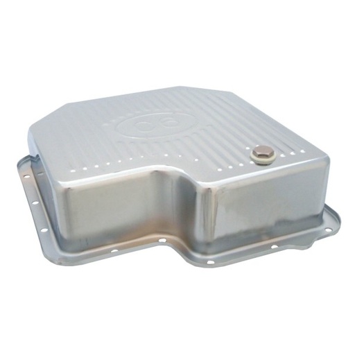 [9127] Transmission Pan Ford C6 Extra Deep Chrome Steel  Finned with Drain Plug