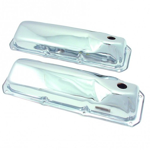 [9295] Valve Covers Chrome Ford Cleveland V8 302-351-400 OEM Height Baffled-pr