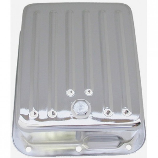 [9530] Transmission Pan Ford C4 Deep 4" Depth Chrome Steel Finned Case Fill