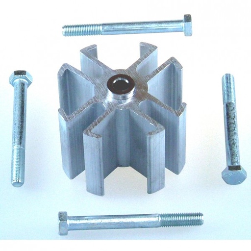 [9627] Aluminum Universal Fan Spacer 2" Thick 5/8" Pilot With Bolts, Washers - Machined