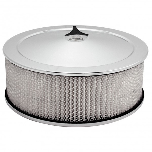 [AF145S] Chrome Air Filter Cleaner 14" x 5" Holley or Holden Quadrajet Base Paper Element