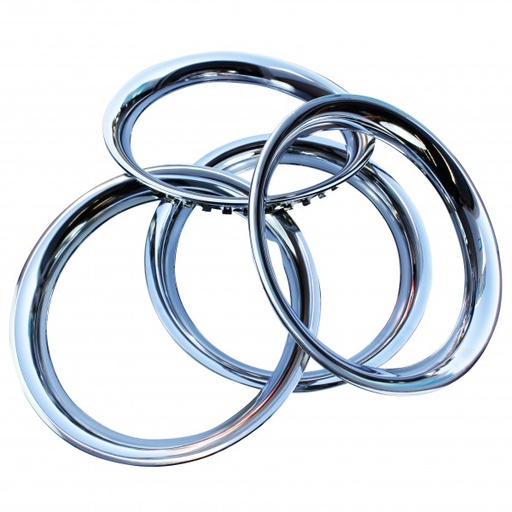 [CF-1040115SC] Chrome Wheel Trim Rings Beauty (Band) 15" set 4. Steel Chrome Finish Band Ring