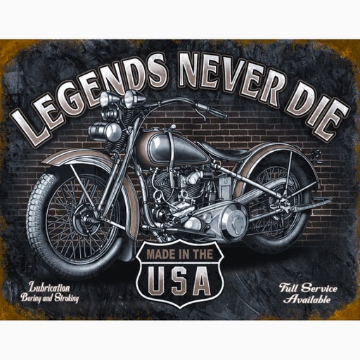 [MSI1630] Legends Never Die Made in the Usa Metal Sign Reproduction 41cm x 32cm