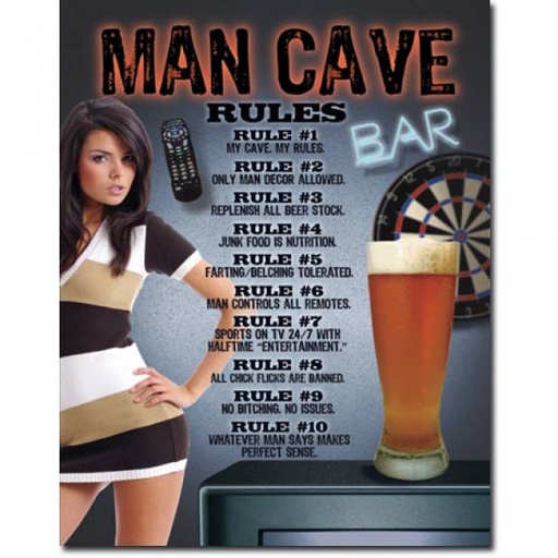 [MSI1713] Man Cave Bar Rules Metal Sign Reproduction 32cm x 41cm