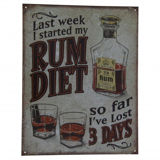 [MSI2217] Rum Diet, So Far I have Lost 3 days Metal Sign Reproduction 32cmx41cm