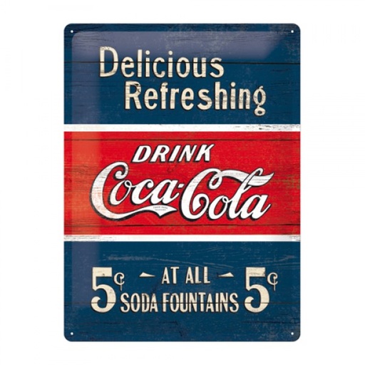 [NA23193] Coca Cola Delicious Refreshing 3D Metal Sign Reproduction 30cm x 40cm